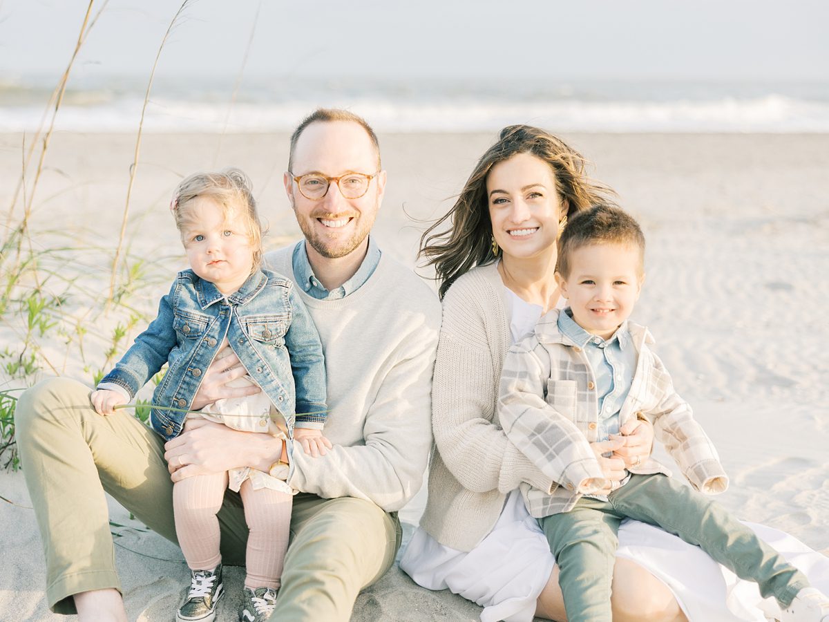 family session at sunset on the beach